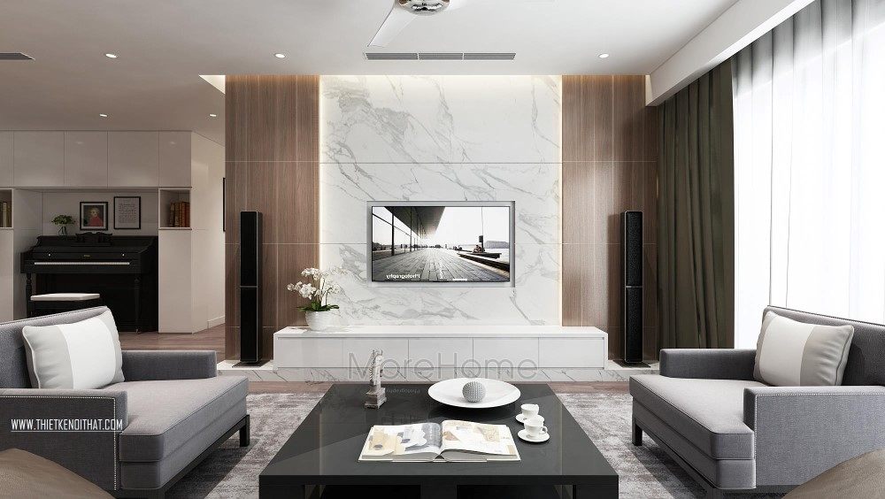 Thiết kế nội thất phòng khách căn hộ chung cư Penthouse Imperia Garden